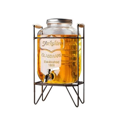 PACK4 DISPENSADOR TRANSPARENTE 5 L CON BASE METALICA NEGRA PARA AUTOSERVICIO Y+PAPEL REGALO - 3