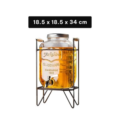PACK4 DISPENSADOR TRANSPARENTE 5 L CON BASE METALICA NEGRA PARA AUTOSERVICIO Y+PAPEL REGALO - 4