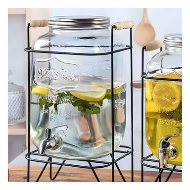 PACK4 DISPENSADOR TRANSPARENTE 5 L CON BASE METALICA NEGRA PARA AUTOSERVICIO Y+PAPEL REGALO - 5