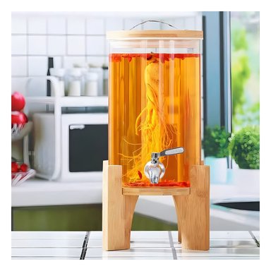 ORGANIZADOR DE BEBIDA 10L CON BASE DE MADERA TRANSPARENTE HOGAR Y+POST IT - 3