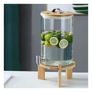PACK2 JARRA 8L CON BASE DE MADERA TRANSPARENTE FUNCIONAL PARA MESA DE SERVICIO Y+PAPEL REGALO - 2