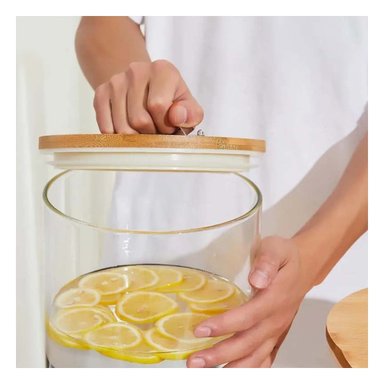 PACK2 JARRA 8L CON BASE DE MADERA TRANSPARENTE FUNCIONAL PARA MESA DE SERVICIO Y+PAPEL REGALO - 5