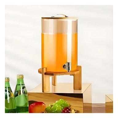 DISPENSADOR 8L TRANSPARENTE CON BASE DE MADERA PARA JUGOS, REFRESCOS O AGUA - 2