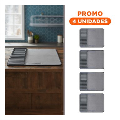 PACK4 BASE DE SECADO ABSORBENTE COLOR PLOMO PARA SECAR UTENSILIOS RAPIDAMENTE Y+REGALO STICKER - 1