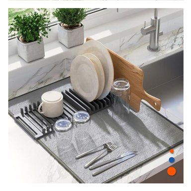 PACK4 BASE DE SECADO ABSORBENTE COLOR PLOMO PARA SECAR UTENSILIOS RAPIDAMENTE Y+REGALO STICKER - 3