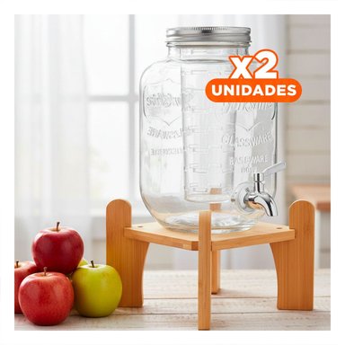 PACK2 TANQUE PARA HOGAR 4L CON BASE DE MADERA Y TAPA METAL TRANSPARENTE Y+REGALO STICKER - 1