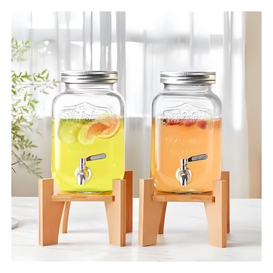 PACK2 TANQUE PARA HOGAR 4L CON BASE DE MADERA Y TAPA METAL TRANSPARENTE Y+REGALO STICKER - 3
