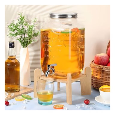 PACK2 TANQUE PARA HOGAR 4L CON BASE DE MADERA Y TAPA METAL TRANSPARENTE Y+REGALO STICKER - 5