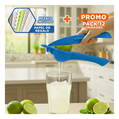 PACK12 TRITURADOR CASERO DE LIMON PLASTICO CELESTE PARA JUGOS Y REFRESCOS Y+PAPEL REGALO - 1