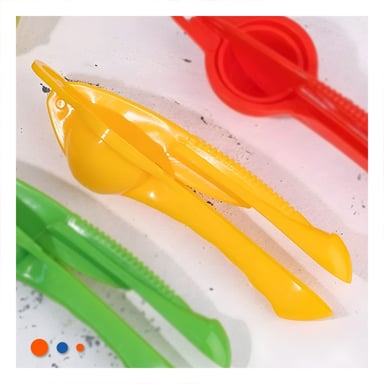 PACK6 EXPRIMIDOR DE BEBIDAS PLASTICO AMARILLO PARA LIMONES NARANJAS Y MAS Y+REGALO STICKER - 3