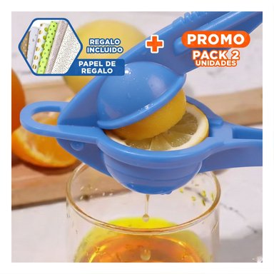PACK2 JUGUERA LIGERA DE LIMON PLASTICO CELESTE PARA PREPARAR JUGOS Y BEBIDAS Y+PAPEL REGALO - 1