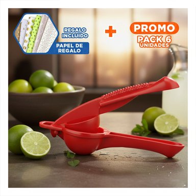 PACK6 EXTRACTOR PORTATIL ROJO FACIL DE USAR PARA JUGOS FRESCOS Y+PAPEL REGALO - 1