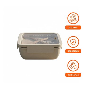 ENVASE CUADRADO CON CUBIERTOS 1100ML ROSADO PARA LUNCH Y GUARDAR COMIDA Y+LIGAS REGALO - 3