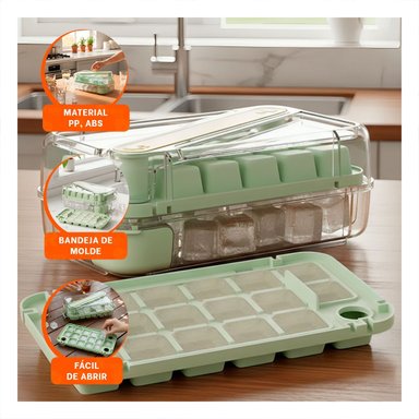 PACK4 RECIPIENTE DE HIELO VERDE CLIC LINEA VERSATIL PARA CONGELAR AGUA Y BEBIDAS - 5
