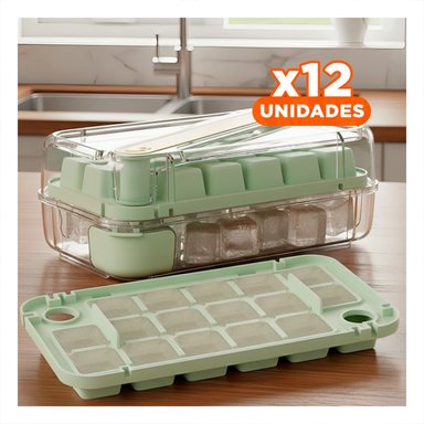 PACK12 MOLDE DE CUBOS DE HIELO VERDE CLIC LINEA FACIL DE LIMPIAR Y GUARDAR - 1