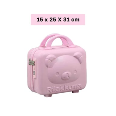 PACK2 MINI MALETA MULTIUSOS INFANTIL DE OSO CON COLOR ROSADO Y CIERRE PRACTICO Y+REGALO STICKER - 4