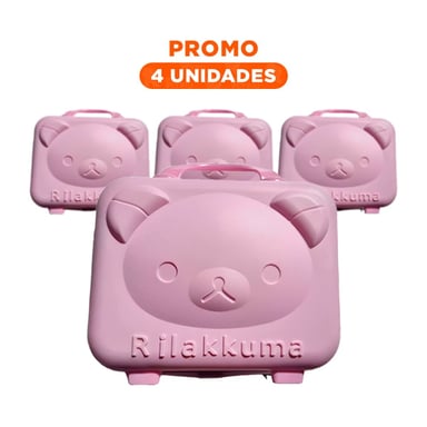 PACK4 PETACA MINI PORTATIL DE OSO MULTIUSOS CON ACABADO ROSADO Y+REGALO STICKER - 1