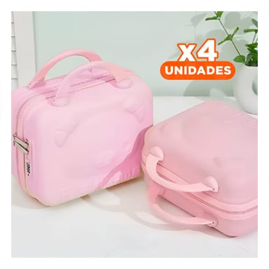 PACK4 MINI MALETA DE OSO MULTIUSOS CON DETALLES SUAVES EN TONALIDAD ROSADO - 1