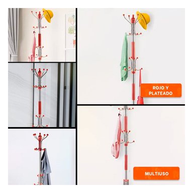 COLGADOR MULTIUSO 172CM ROJO Y PLATEADO ACABADO SUAVE RESISTENTE PRO Y+POST IT - 1
