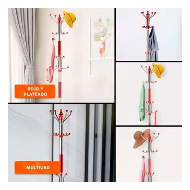 COLGADOR MULTIUSO 172CM ROJO Y PLATEADO ACABADO SUAVE RESISTENTE PRO Y+POST IT - 5