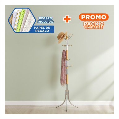 PACK2 ESTACION DE COLGADO 172CM DORADO Y PLATEADO USO DIARIO LIGERO Y PRACTICO Y+PAPEL REGALO - 1
