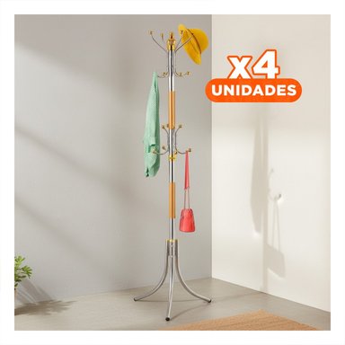 PACK4 ESTACION DE COLGADO 172CM DORADO Y PLATEADO ESTRUCTURA FIRME ACTUAL Y PRO - 1