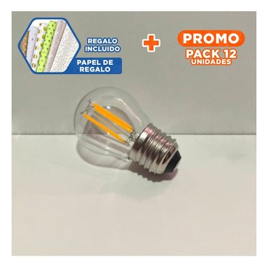 PACK12 BOMBILLA COMPACTA 4W TRANSPARENTE LUZ BLANCA PARA CASA HOGAR FESTIVA Y+PAPEL REGALO - 1