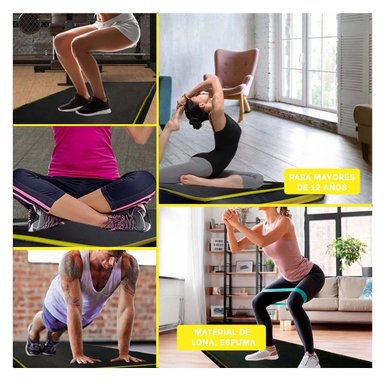 ESTERILLA FITNESS NEGRA TALLA L 1.5 M AMARILLO PARA ENTRENAMIENTO Y+LIGAS REGALO - 5