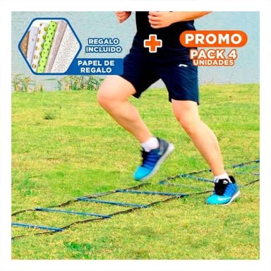 PACK4 ESCALERA DEPORTIVA SIN PESO DE 10 PASOS NEGRA PROFESIONAL Y DURABLE Y+PAPEL REGALO - 1