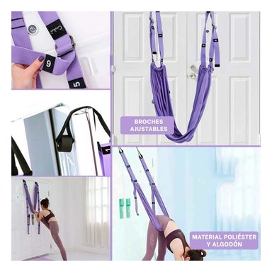 CUERDA AEREA AJUSTABLE PARA PRACTICA AVANZADA DE YOGA MORADO Y+POST IT - 1