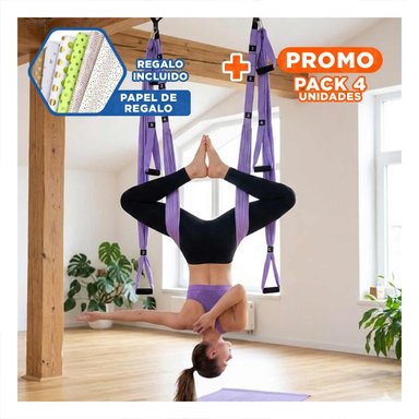 PACK4 CUERDA DE YOGA AEREA PROFESIONAL AJUSTABLE MORADO Y+PAPEL REGALO - 1