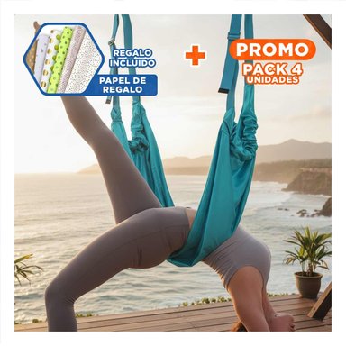 PACK4 CUERDA DE YOGA AEREA SEGURA Y PROFESIONAL AJUSTABLE CELESTE Y+PAPEL REGALO - 1
