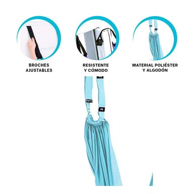 HAMACA AEREA PROFESIONAL AJUSTABLE PARA YOGA COLOR CELESTE - 3