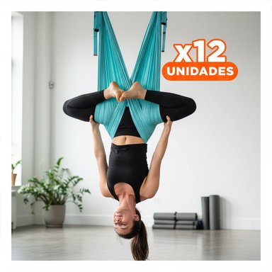 PACK12 CUERDA AEREA AJUSTABLE PARA RUTINA DIARIA Y SEGURA DE YOGA CELESTE - 1