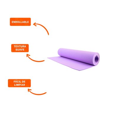 PACK6 ALFOMBRILLA COMODA LILA DE GOMA EVA 61X183CM PARA PILATES Y EJERCICIOS Y+REGALO STICKER - 2
