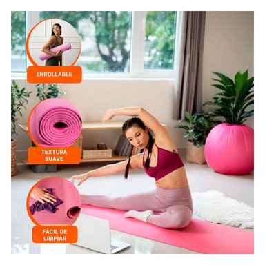 PACK6 ALFOMBRILLA COMODA ROSADO DE GOMA EVA 61X183CM PARA PILATES Y EJERCICIOS Y+REGALO STICKER - 3