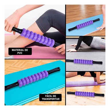 BARRA ERGONOMICA 9 RODILLOS COLOR MORADO PARA RELAX Y+LIGAS REGALO - 5