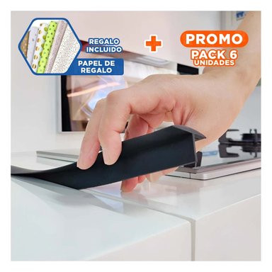 PACK6 CINTA NEGRA SILICONICA PARA PROTEGER ESPACIOS EN COCINA Y BARRERA GRASA Y+PAPEL REGALO - 1