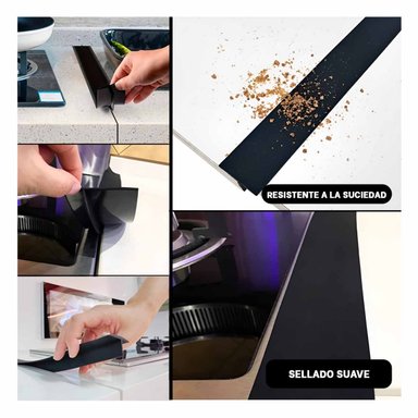 BARRA SILICONICA NEGRA PARA RANURAS COCINA CON ESCUDO CONTRA DERRAMES GRASA Y+POST IT - 5