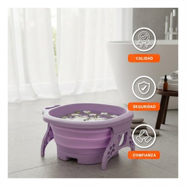 CUENCA PORTATIL CON MASAJEADOR DE PIES MORADO FACIL DE USAR Y COMODA Y+PAPEL REGALO - 3