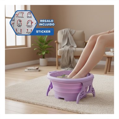 LAVADERO HIDROMASAJE PORTATIL PARA PIES MORADO CON FUNCION DE MASAJE Y+REGALO STICKER - 1