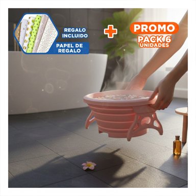 PACK6 DEPRESOR PORTATIL CON MASAJEADOR DE PIES ROSADO CON SISTEMA HIDRO Y MASAJE Y+PAPEL REGALO - 1