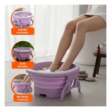 PACK4 TINA PORTATIL CON MASAJEADOR DE PIES MORADO PARA USO DIARIO Y SPA - 5