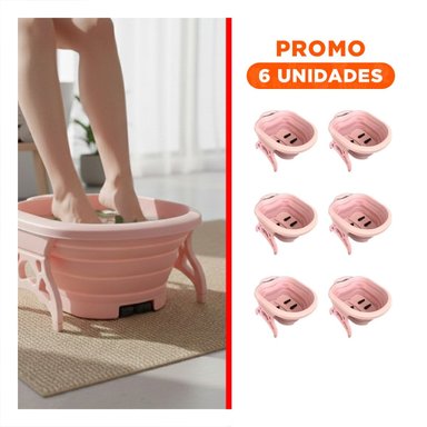 PACK6 RECIPIENTE PORTATIL CON MASAJEADOR DE PIES ROSADO DE RELAJACION TOTAL - 1