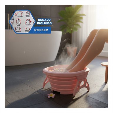 LAVADERO HIDROMASAJE PORTATIL PARA PIES ROSADO CON FUNCION DE MASAJE Y+REGALO STICKER - 1
