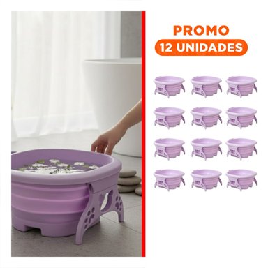 PACK12 RECIPIENTE PORTATIL CON MASAJEADOR DE PIES MORADO COMPACTA Y MODERNA Y+REGALO STICKER - 1