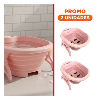 PACK2 LAVADERO PORTATIL CON MASAJEADOR DE PIES ROSADO COMPACTA Y DURADERA - 1