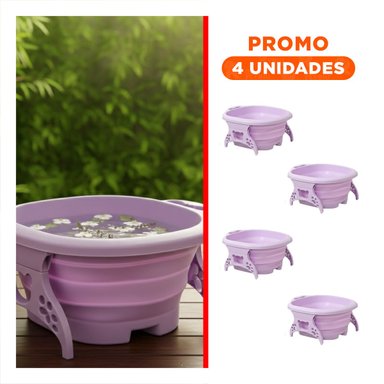 PACK4 LAVADERO PORTATIL CON MASAJEADOR DE PIES MORADO COMPACTA Y EFICIENTE Y+REGALO STICKER - 1