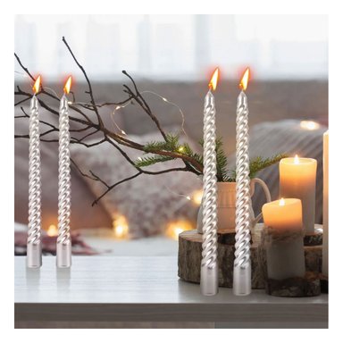 PACK4 CIRIOS LARGOS DE CERA CON ONDAS PARA AMBIENTES CALIDOS DEL HOGAR Y+PAPEL REGALO - 2