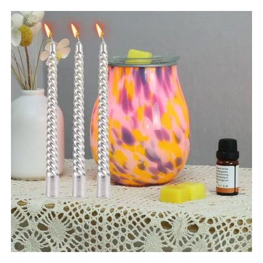 CIRIOS DE CERA LARGOS DECORATIVOS CON ONDAS PARA MESA HOGAR Y REUNION Y+REGALO STICKER - 2